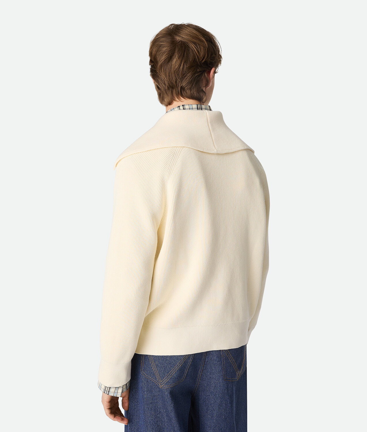 Cotton english rib cardigan BOTTEGA VENETA, мел — фото 3