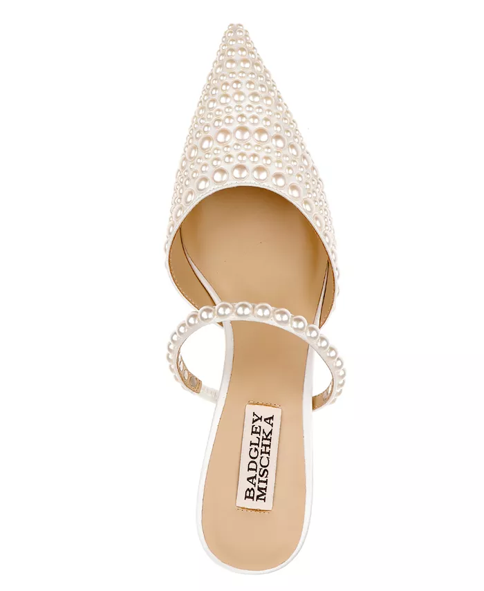 Женские туфли-мюли Duchess с острым носом Badgley Mischka, белый — фото 3