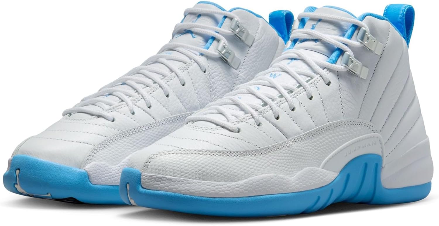 Кроссовки Air Jordan 12 Retro (gs) white/university Blue-metallic Silver Nike — фото 2