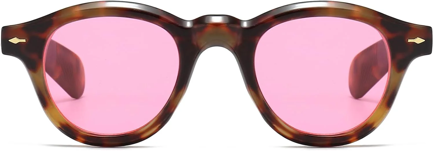 

Ретро круглые солнцезащитные очки для женщин и мужчин, винтажные модные круглые солнцезащитные очки, массивные солнцезащитные очки BRMHDY, A3 Tortoise/Pink