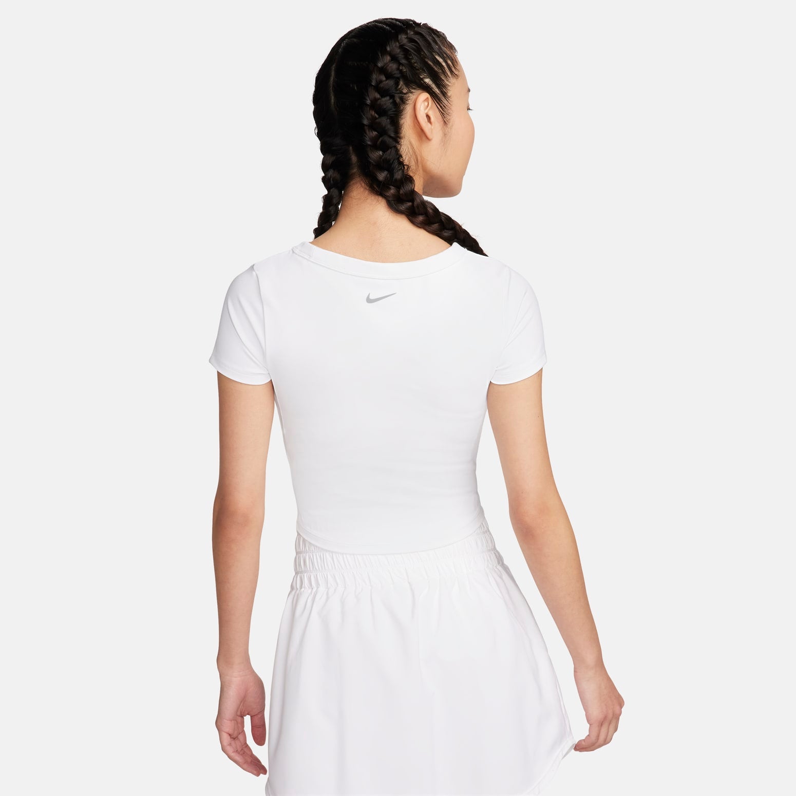 Футболка (WMNS) Nike One Fitted Dri-FIT Cropped T-Shirt Asia Sizing 'White' — фото 2