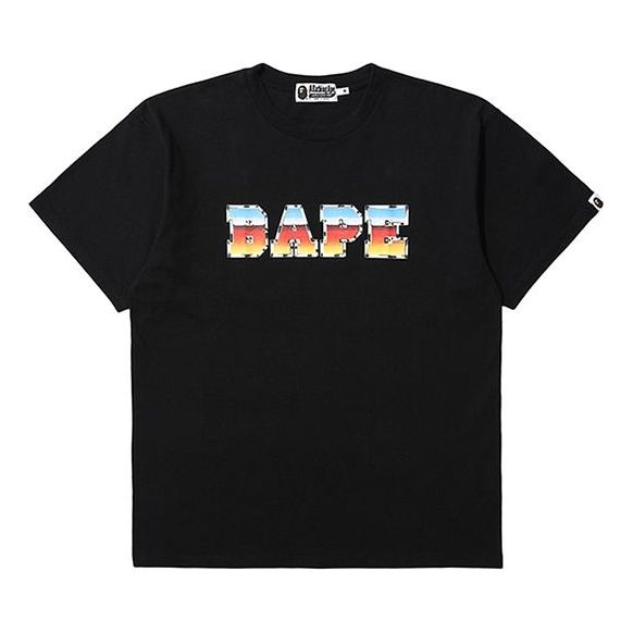 

Футболка A Bathing Ape Chest Gradient Alphabet Short Sleeve Tee 'Black', черный