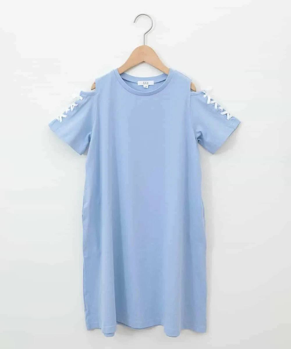 Платье с открытыми плечами и шнуровкой A.V.V, Light blue — фото 2