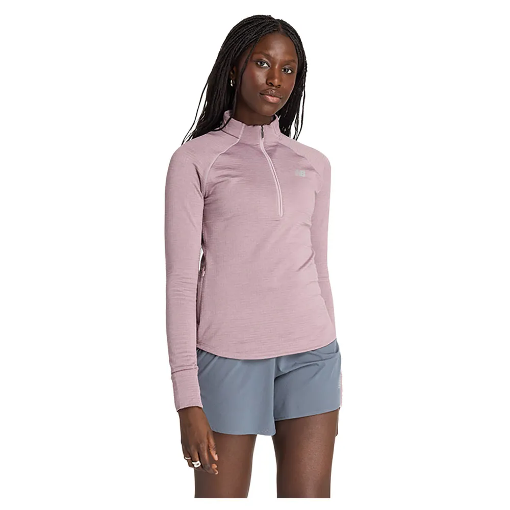 

Лонгслив New Balance Athletics Heat Grid half zip, розовый