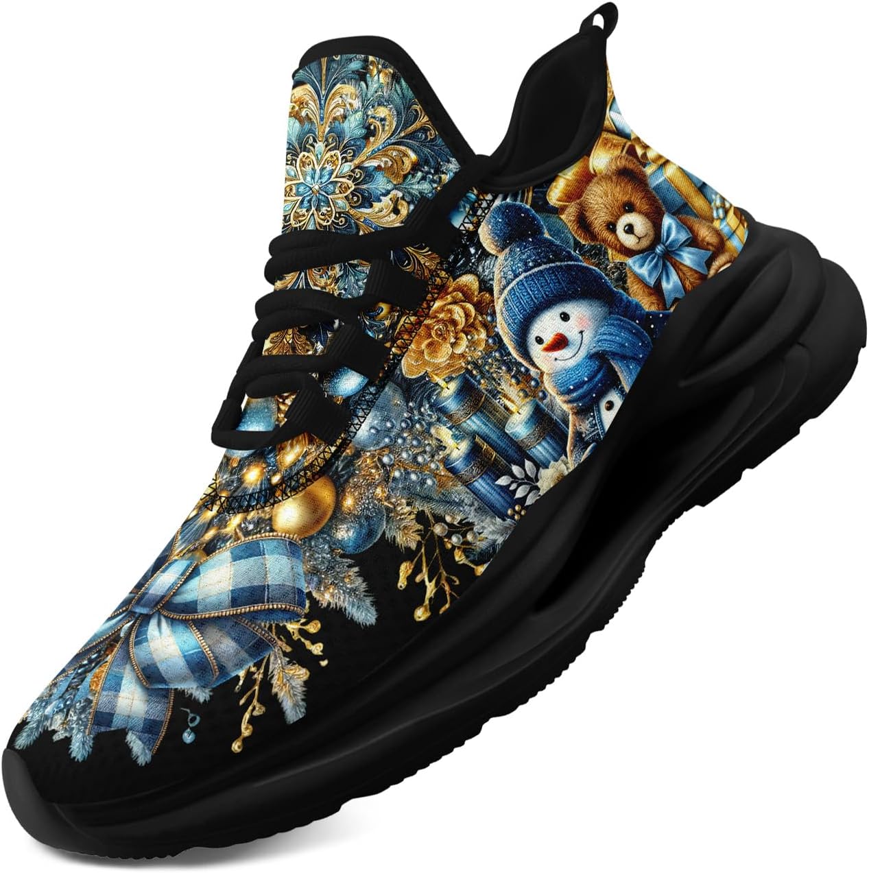 

Рождественские кроссовки для мужчин и женщин, праздничная обувь для вечеринок, легкие, дышащие, стильные, с амортизацией, рождественские туфли Awsole, черный/синий/коричневый/золотой/темно-синий