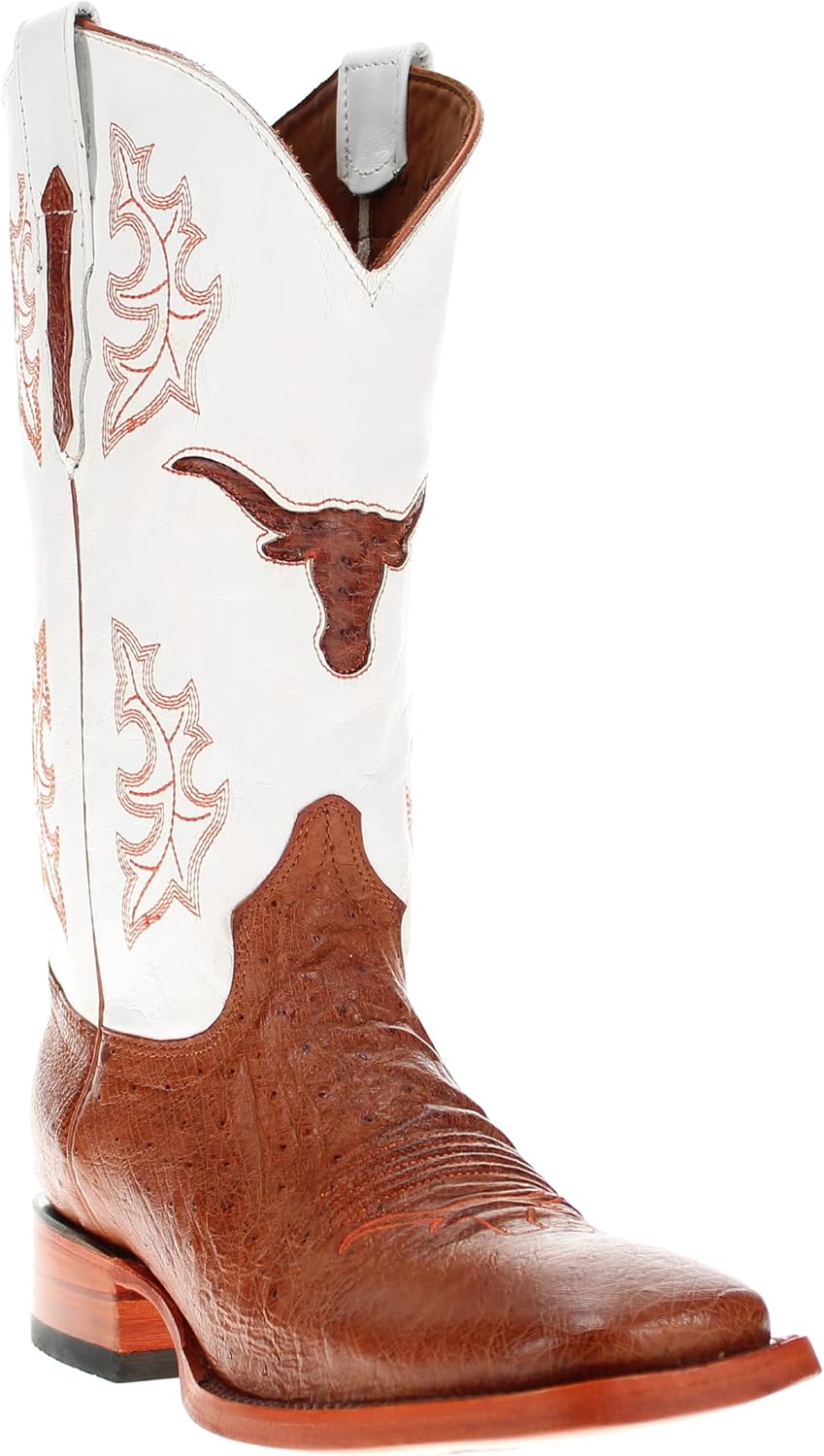 

Мужские ковбойские сапоги Vaccari Brooks из гладкой страусовой кожи с вышивкой NCAA Athletics в стиле вестерн, 9.5 Wide Broad Square Texas Longhorns
