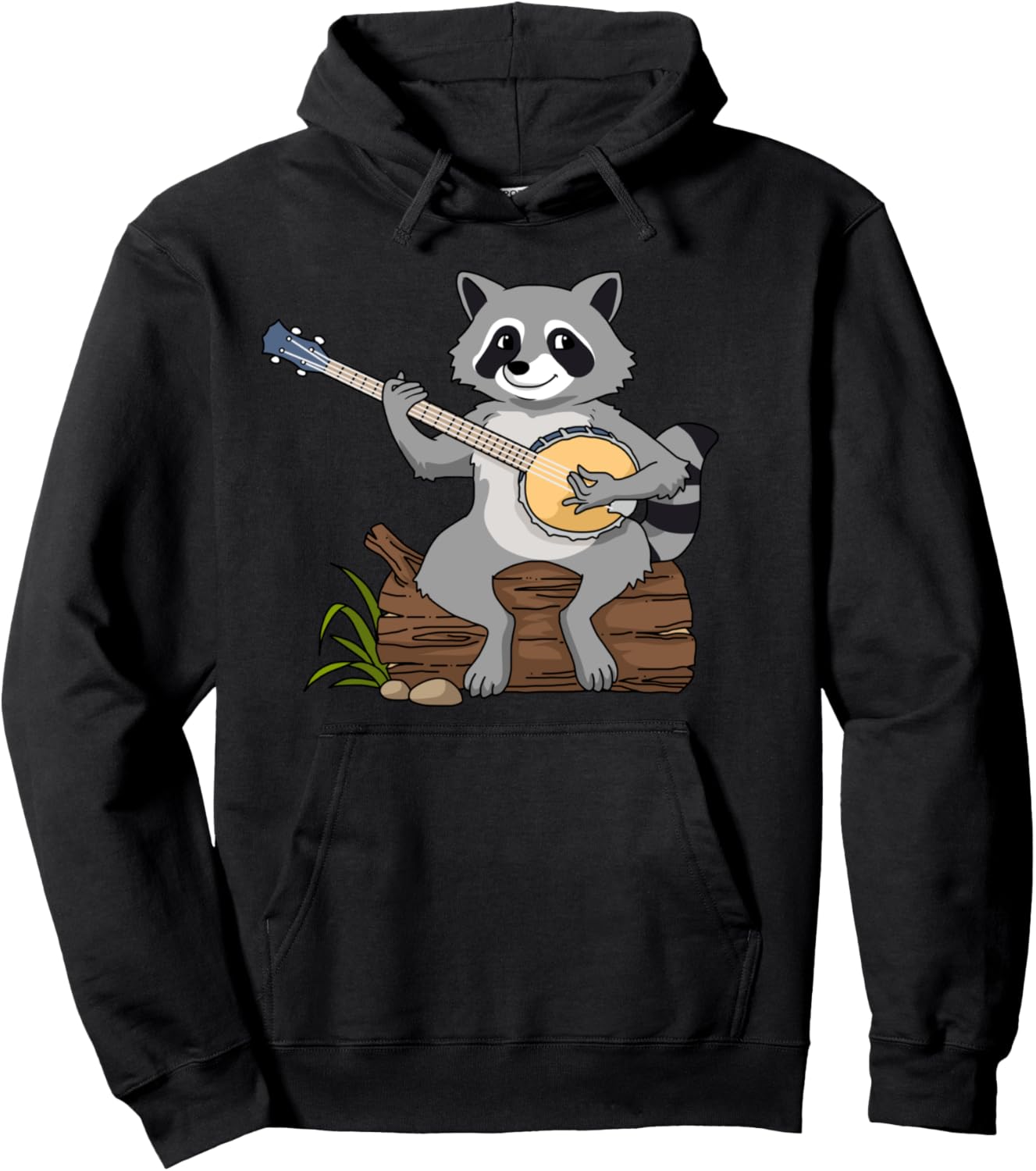 

Худи с изображением енота (женское) Забавное худи с банджо (мужское) Худи с изображением поедающего мусор Raccoon Gifts For Men And Women, черный