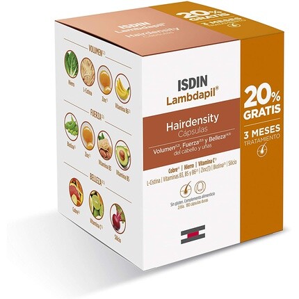 

Lambdapil для густоты волос, 180 капсул, 20% бесплатно | Восстанавливает объем, Isdin