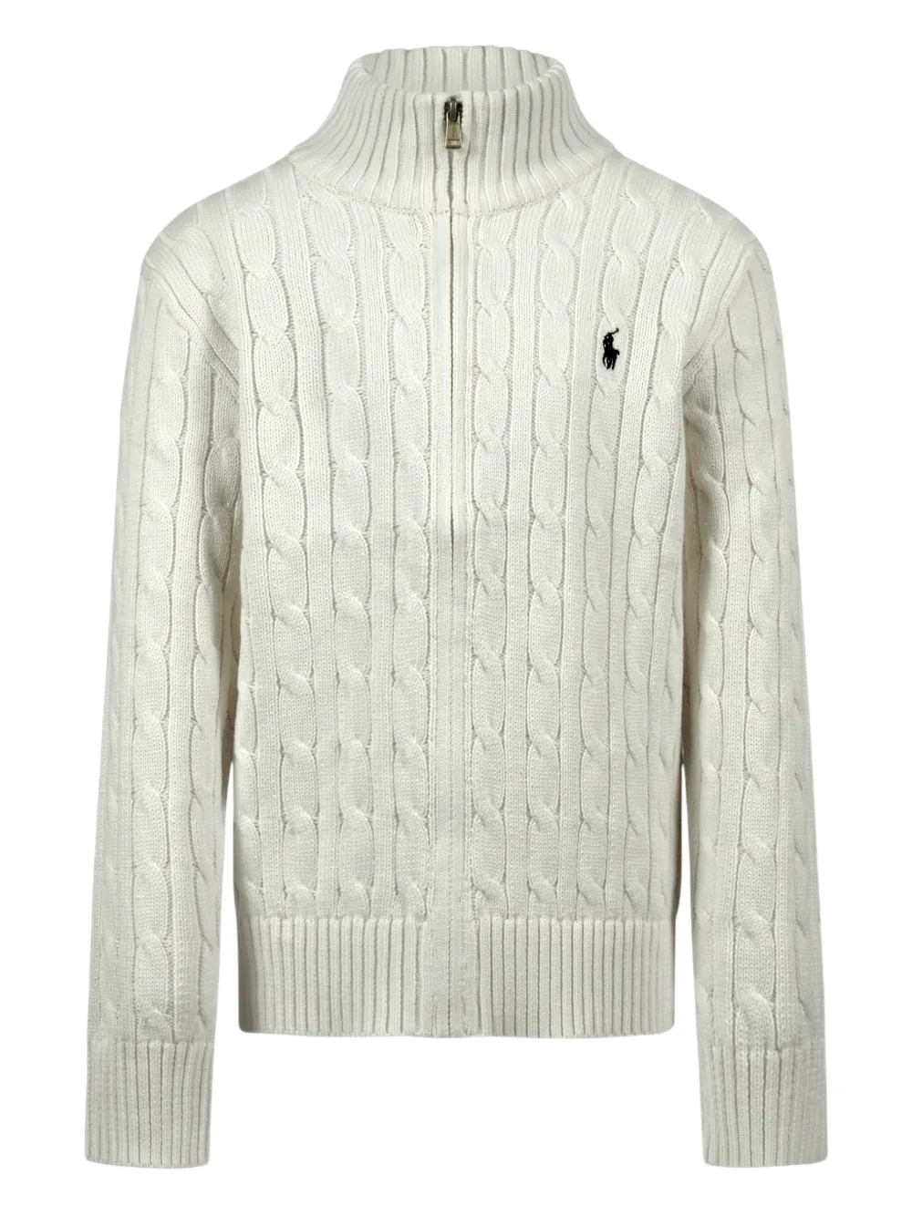 Кардиган на молнии с косами Polo Ralph Lauren Kids, белый