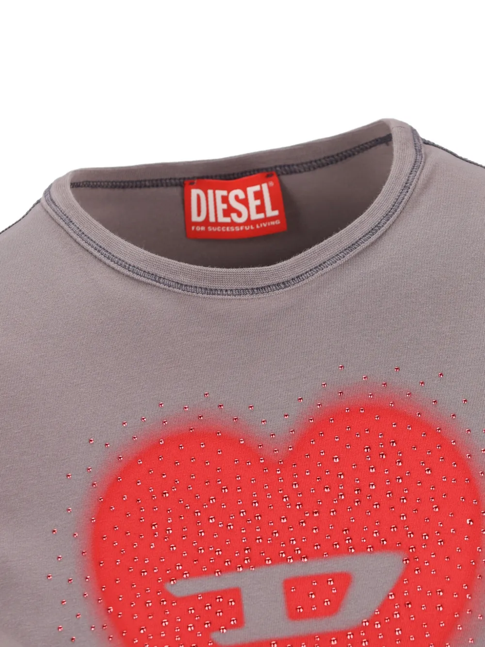 Футболка с короткими рукавами и принтом-логотипом Diesel, серый — фото 4