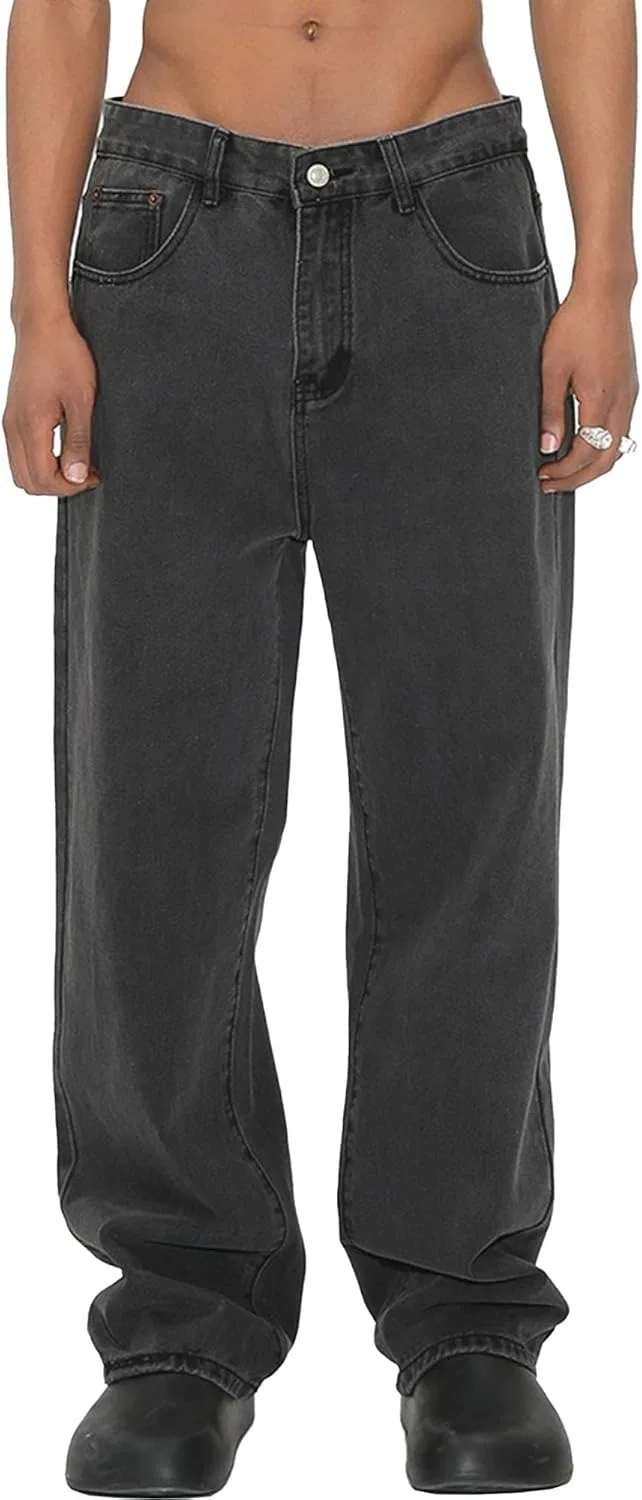 Джинсы прямого кроя, Men's Classic Boot Cut Baggy Jeans, серый