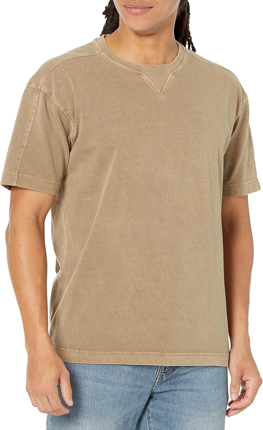 

BOSS мужская футболка оверсайз с эффектом потертости, Coriander Beige