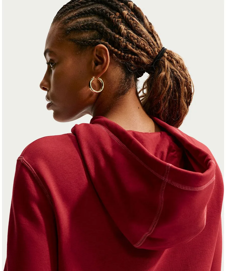 Женская толстовка с капюшоном из мягкого флиса Nike, Team Crimson/Peony — фото 4