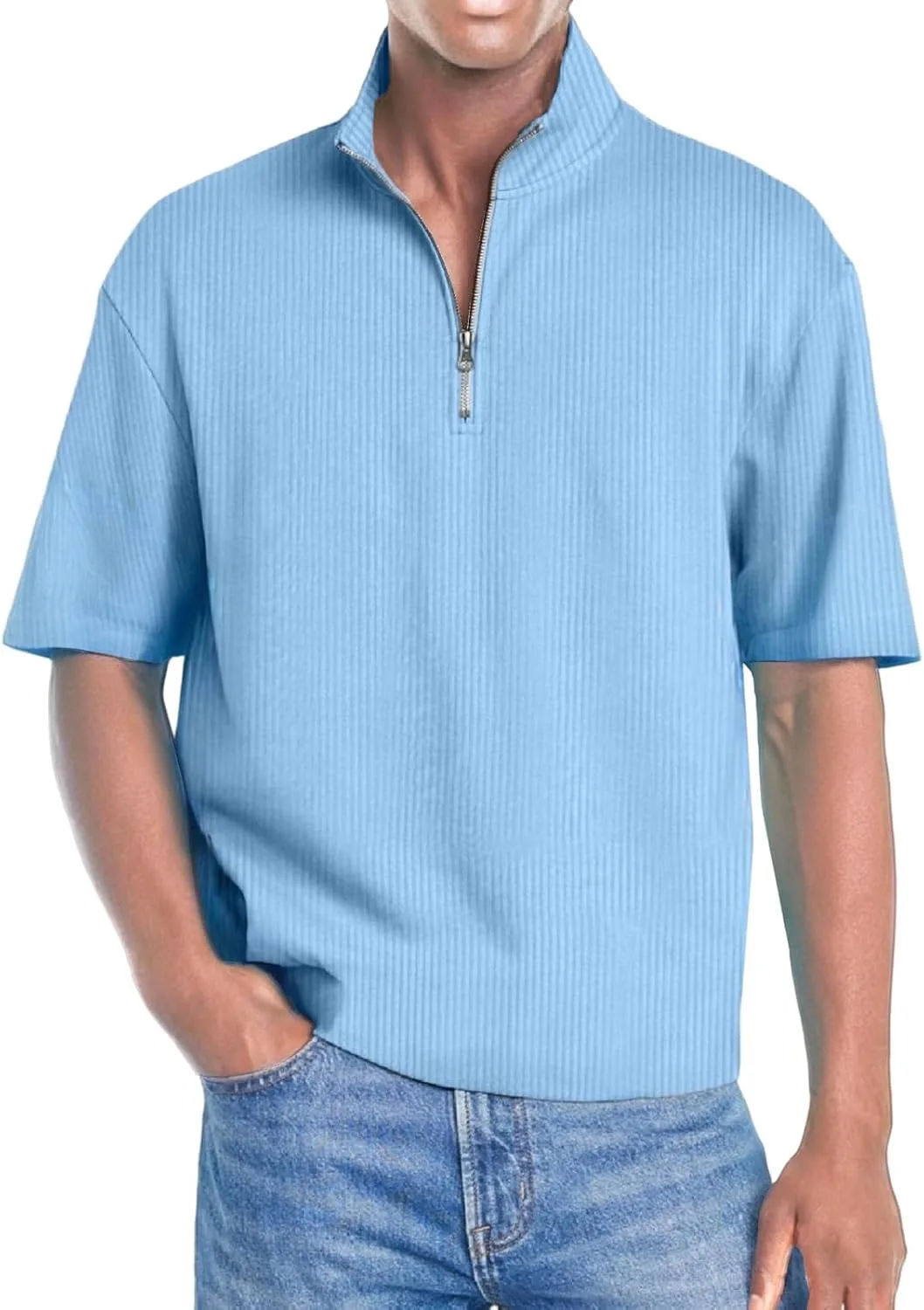 

Мужская поло с коротким рукавом и молнией Slim Fit RSZGSWS