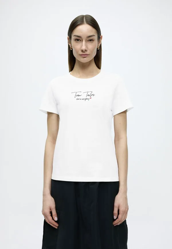

Футболка с круглым вырезом и логотипом Tom Tailor, Whisper White, Белый, Футболка с круглым вырезом и логотипом Tom Tailor, Whisper White
