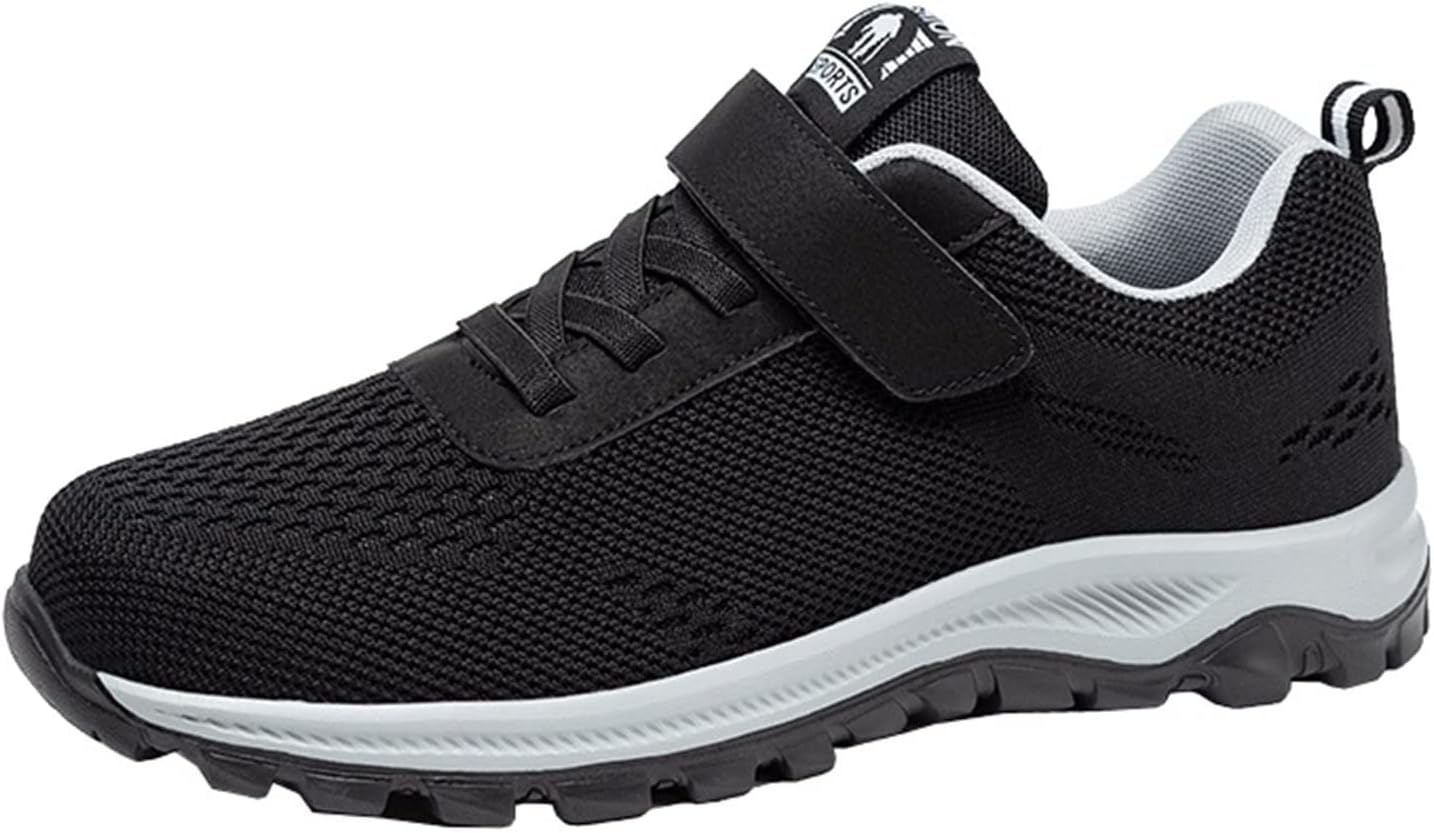 

Мужские слипоны для ходьбы, удобные вязаные кроссовки с эффектом памяти, дышащие модные кроссовки, нескользящие, для путешествий, бега и работы Generic, черный