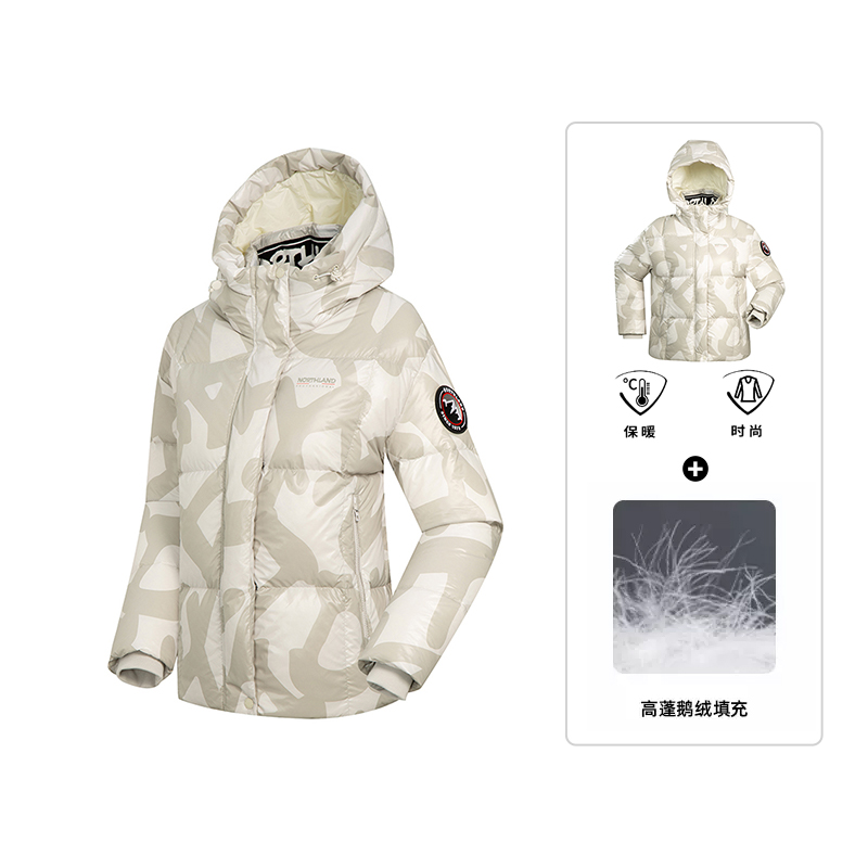 

NORTHLAND Профессиональная пуховая куртка женская, LOGO Floral Apricot White