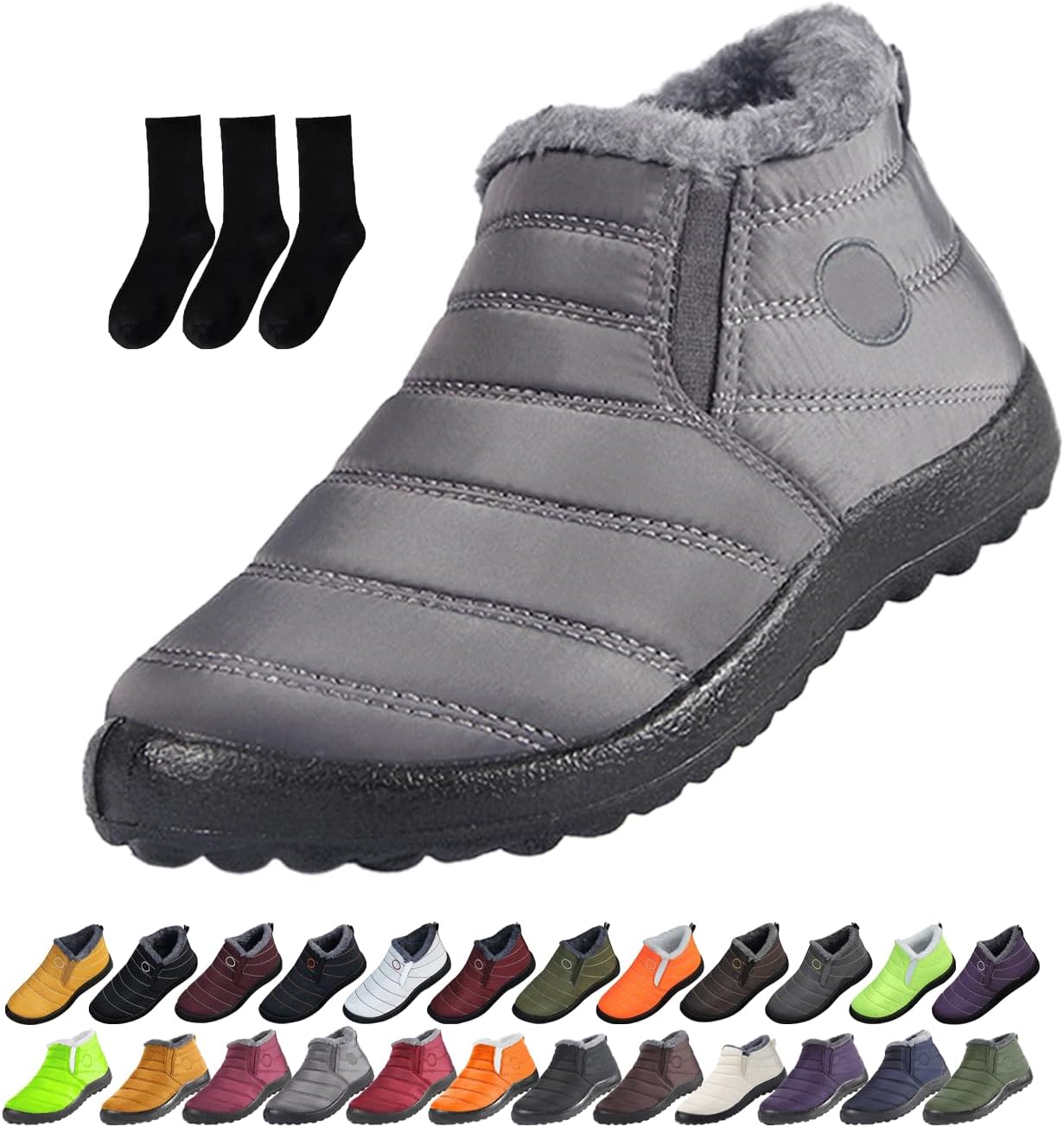 

Женские и мужские снежные ботинки, утепленные ботильоны для снега, удобные легкие кроссовки, теплая и комфортная обувь на зиму Generic, серый