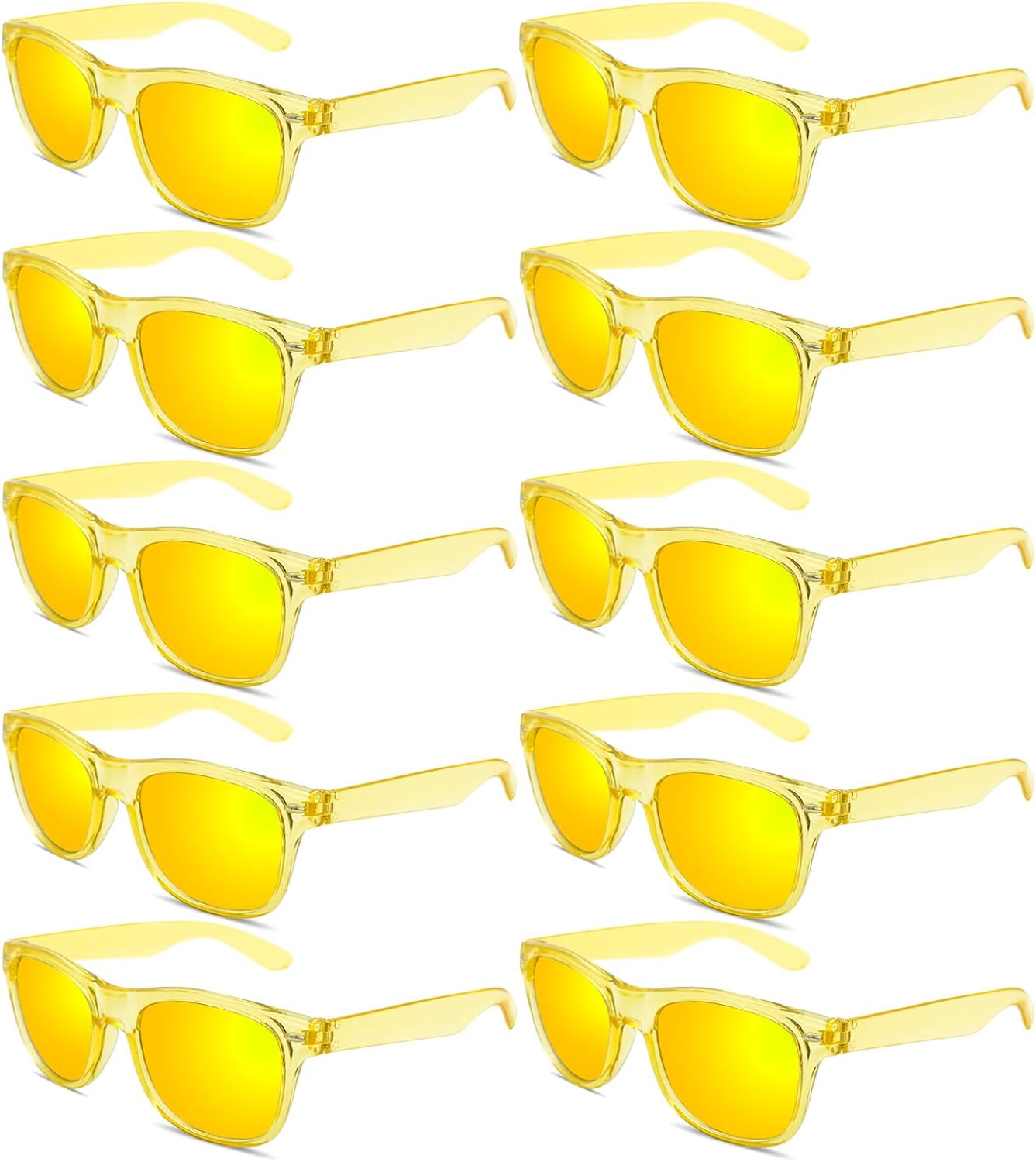 

Pibupibu, набор из 10/20 неоновых солнцезащитных очков для вечеринок, оптовая продажа, ретро-очки в стиле 80-х с цветными зеркальными линзами, сувениры для вечеринок, Yellow 10 Packs