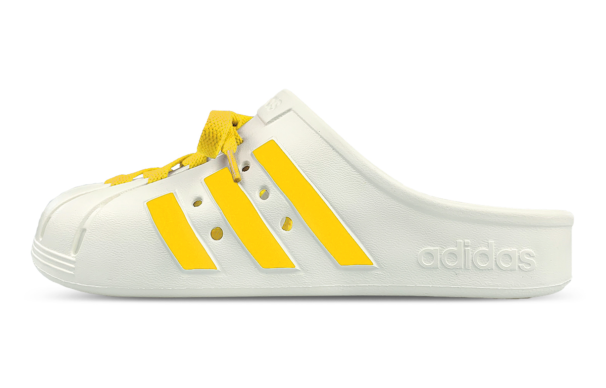 

Adidas Адилетт закрытые нескользящие шлепанцы унисекс бело-желтые, цвет White Yellow