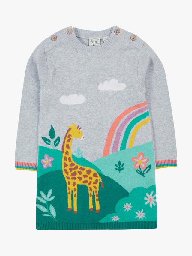 

Вязаное платье для малышки киры Frugi, цвет Grey Marl/Multi