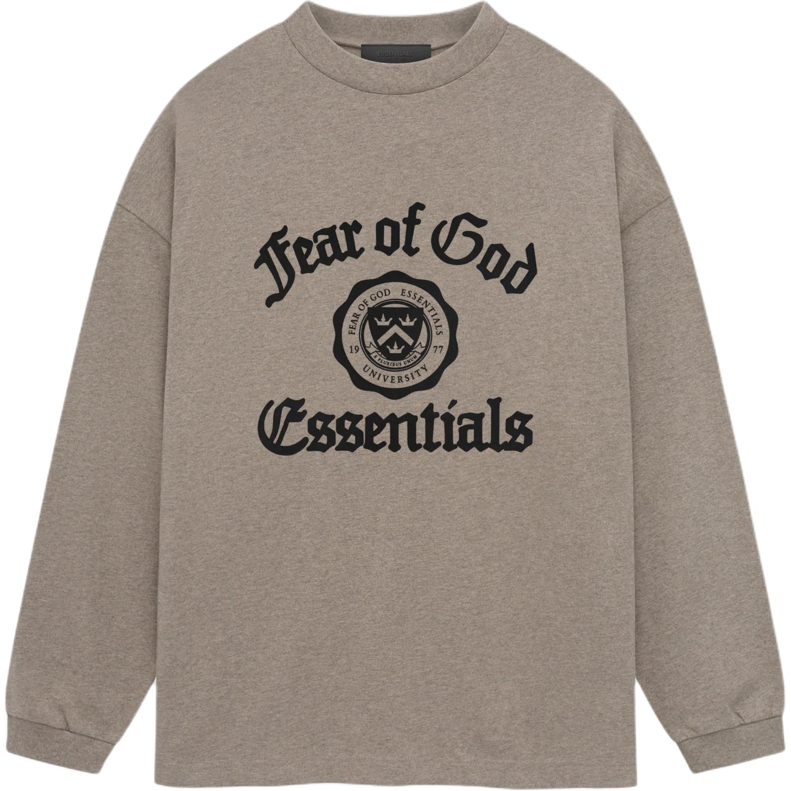 Тяжелая футболка с длинным рукавом Fear Of God Essentials, Темный пыльно-серый/Вареная серая — фото 2