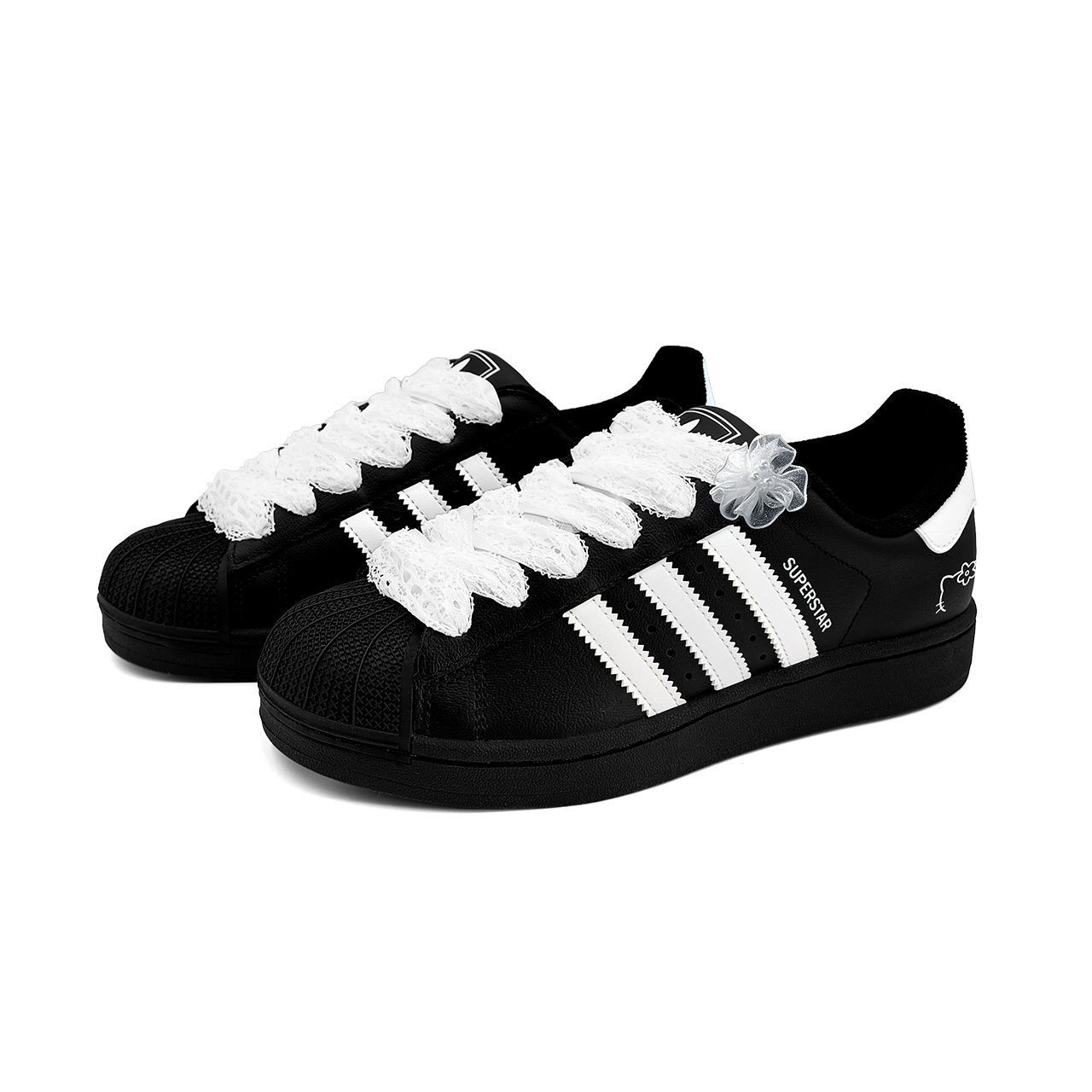 Adidas Originals Superstar 2 Fresh Look Kitten Thermal Abrasion Resistant Low top детские скейтборд-кроссовки Black — фото 4