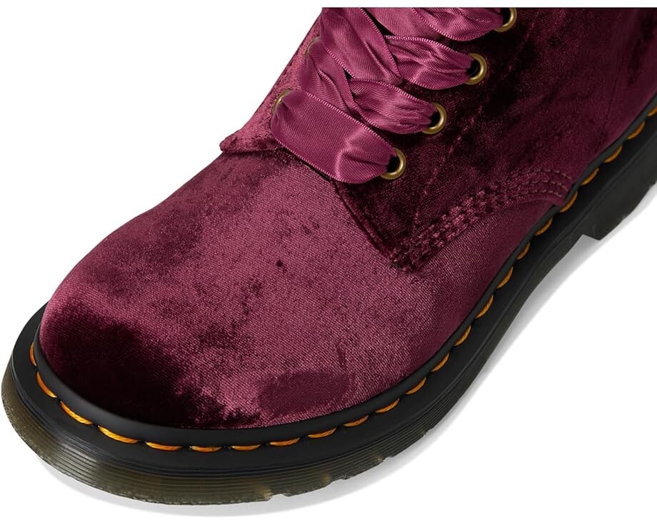 Ботинки Dr. Martens Vegan 1460 Pascal Velvet, вишневый — фото 2