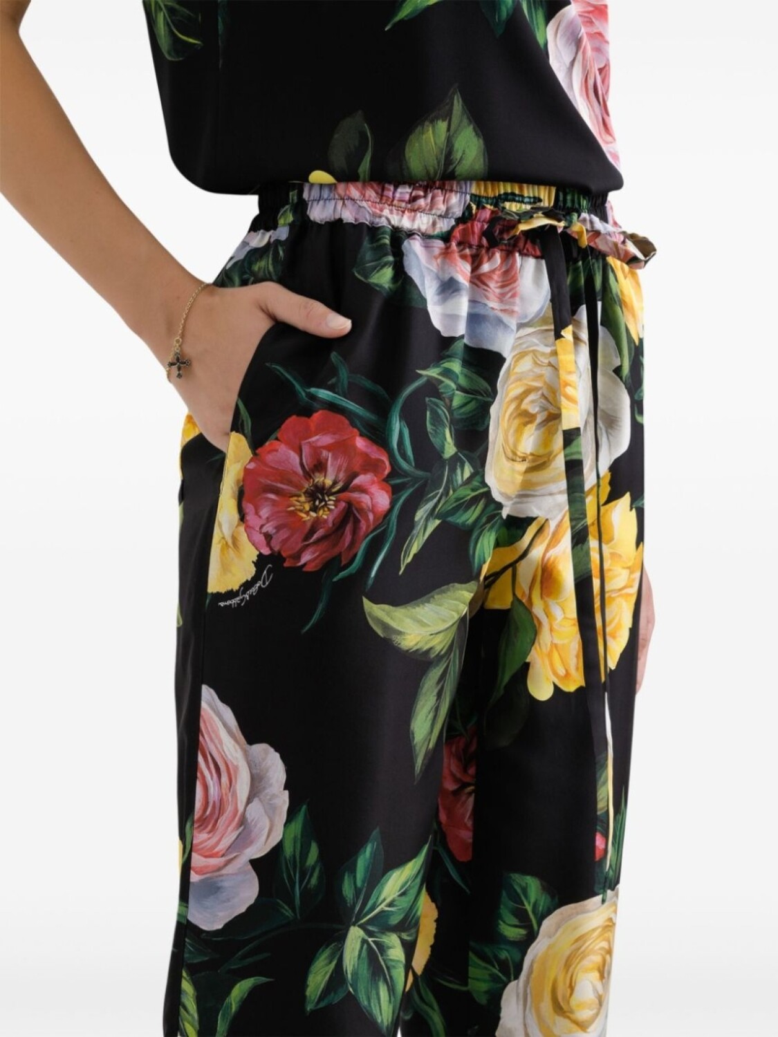 Брюки с цветочным принтом Dolce & Gabbana, черный — фото 4