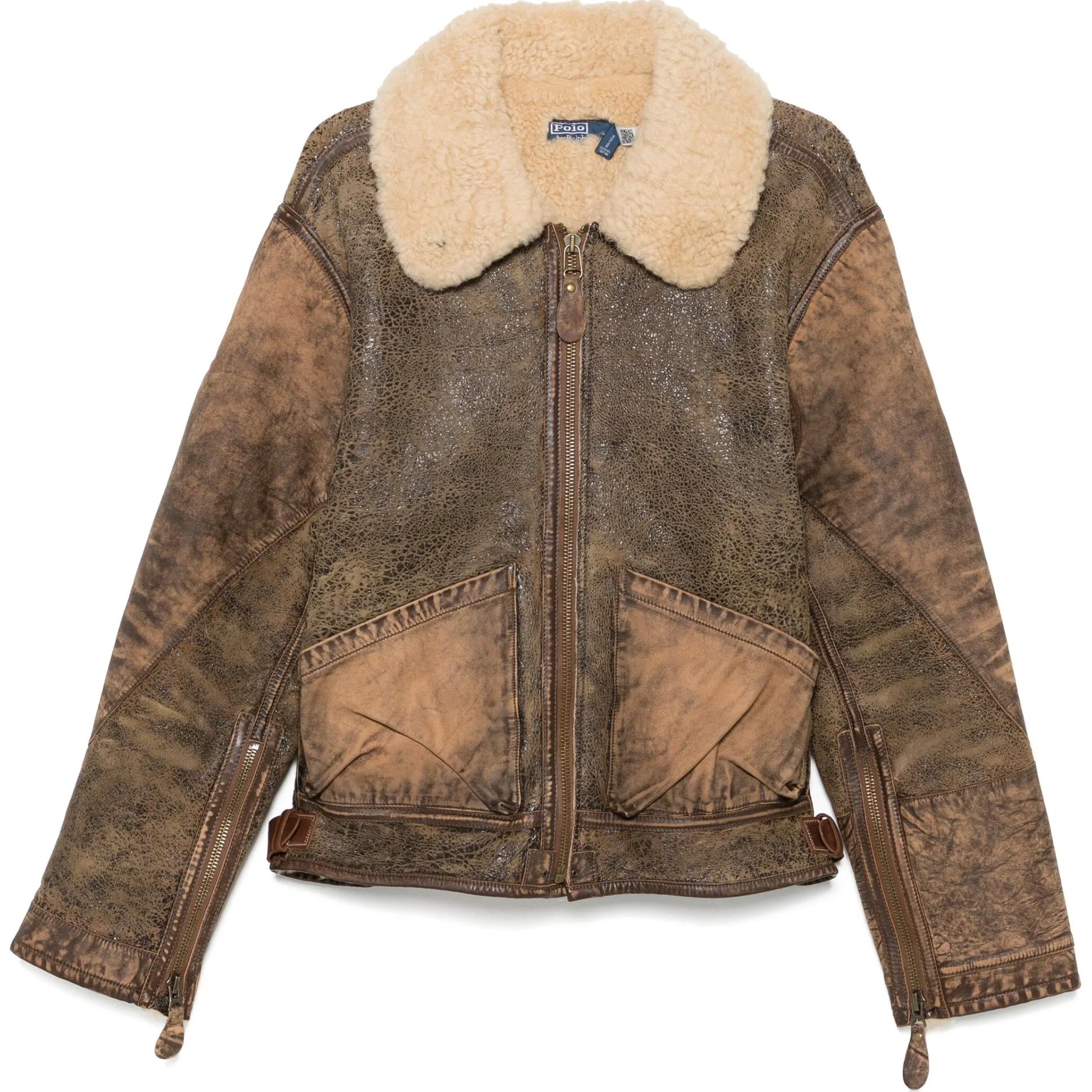 

Бомбер с отделкой из овчины Polo Ralph Lauren, коричневый