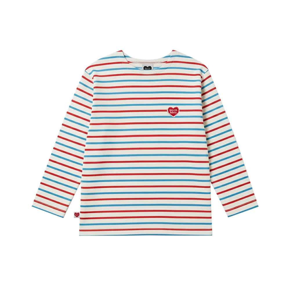 Детская футболка с длинным рукавом Bb Heart Multi Stripe Boat Neck красная от Belita&Boys