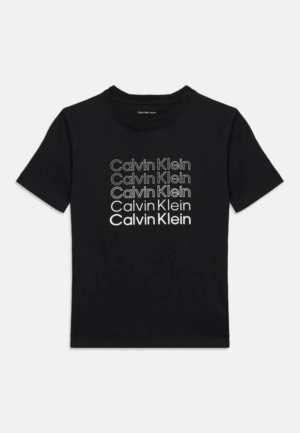 Футболка унисекс с принтом логотипа stacked Calvin Klein Jeans, Black — фото 3