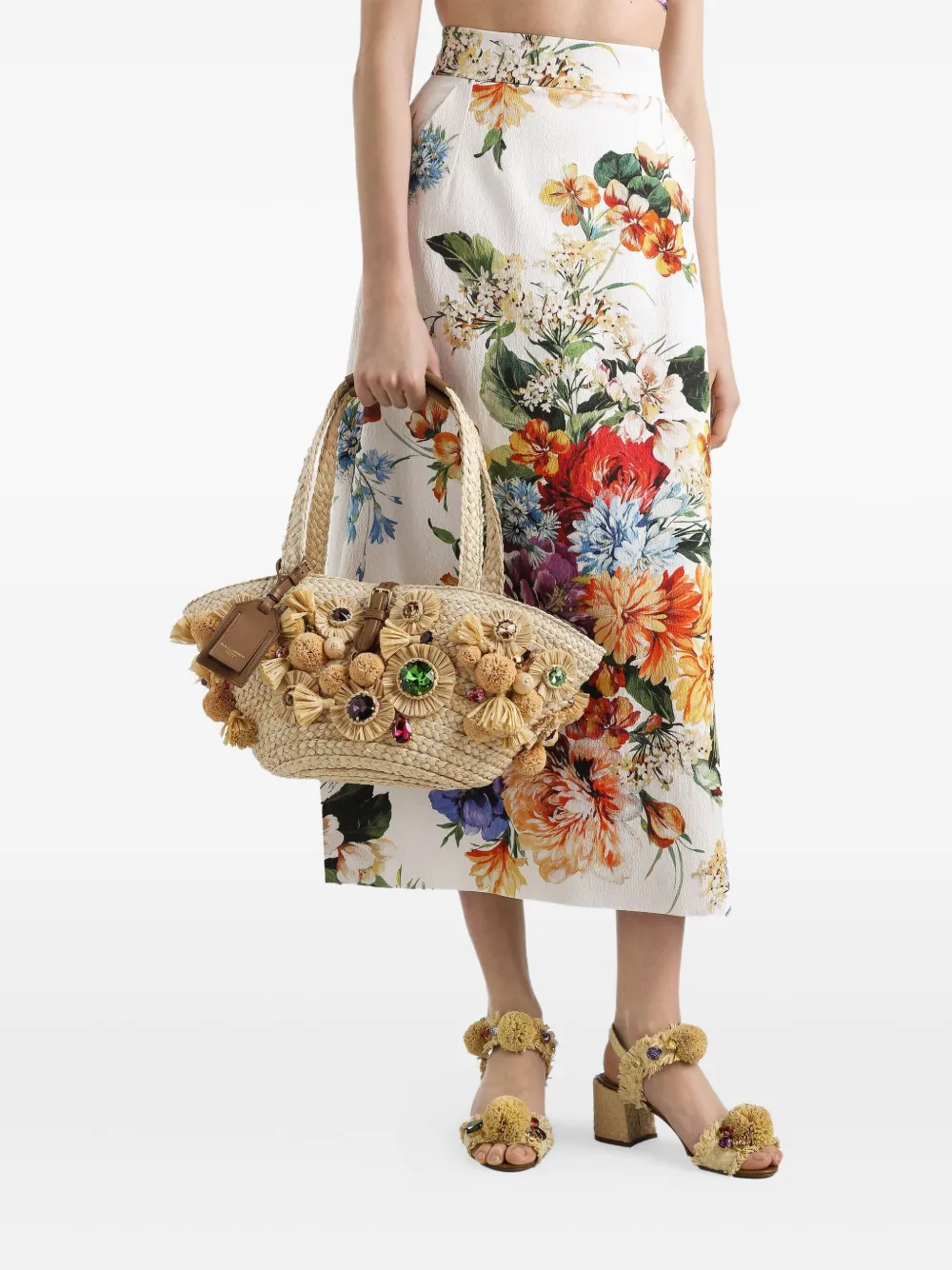 Декорированная сумка-корзина DOLCE & GABBANA, нейтральный — фото 2