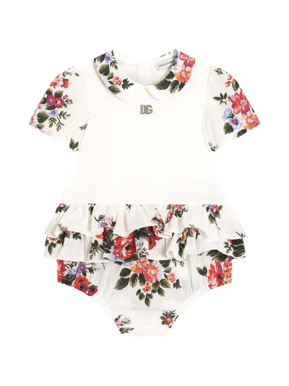 

Боди с букетным принтом Dolce & Gabbana Kids, белый