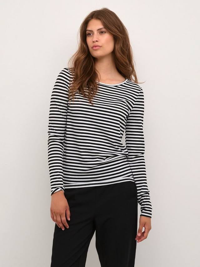 

Футболка benedikte в полоску с длинным рукавом KAFFE, цвет Black/Chalk Stripe