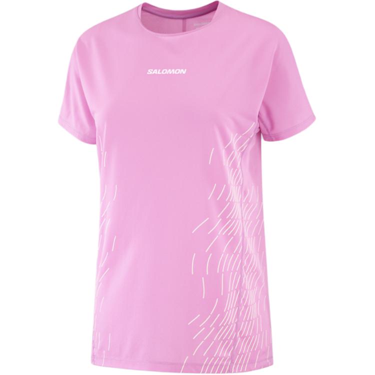 

Футболка с втачным рукавом Women's SALOMON, розовый/серо-белый