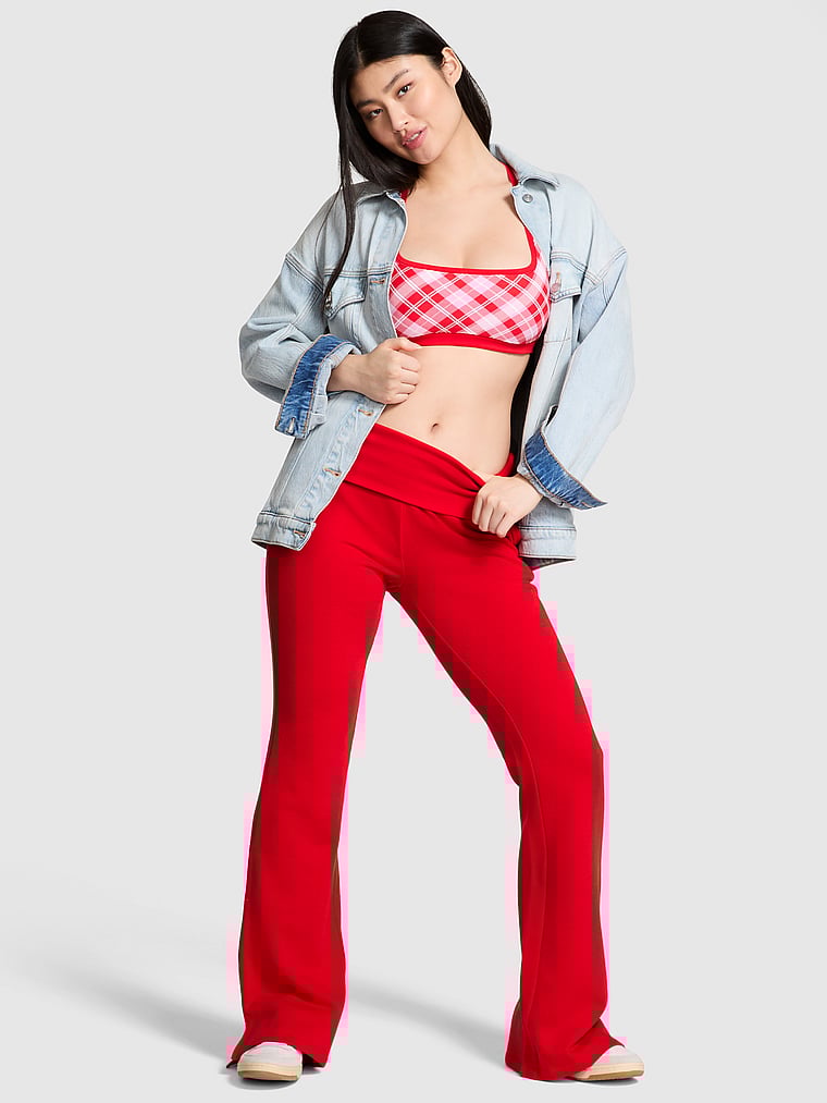 

Спортивные брюки-клеш из флиса Ivy с отворотами Pink, bright vermillion