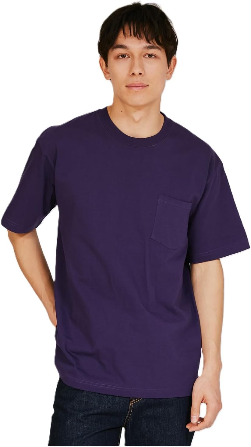 

Футболка Hanes Beefy, короткие рукава, круглый вырез, 100% хлопок, бесшовный цельный крой, без этикетки, футболка с карманом Beefy, H5190, мужская, темно-фиолетовый
