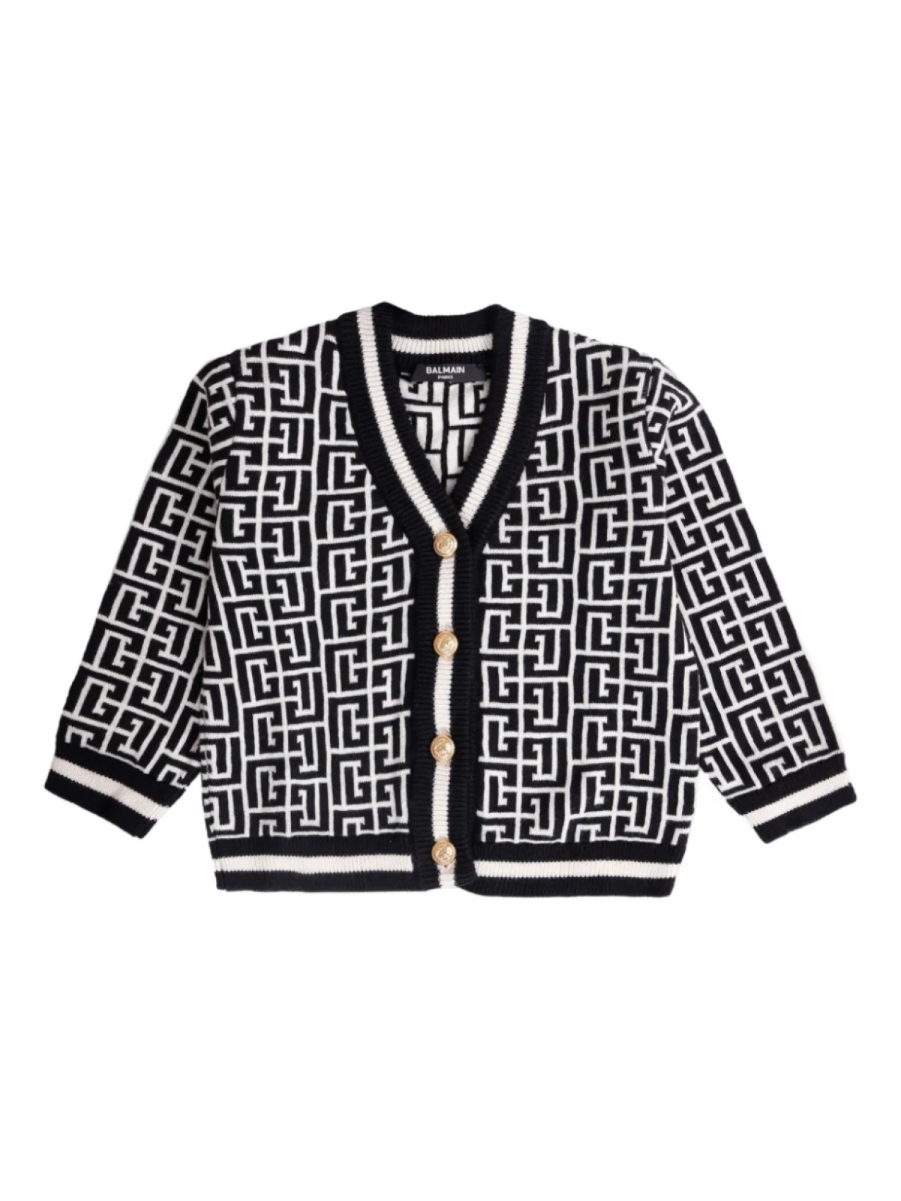 

Кардиган с геометрическим узором Balmain Kids, черный