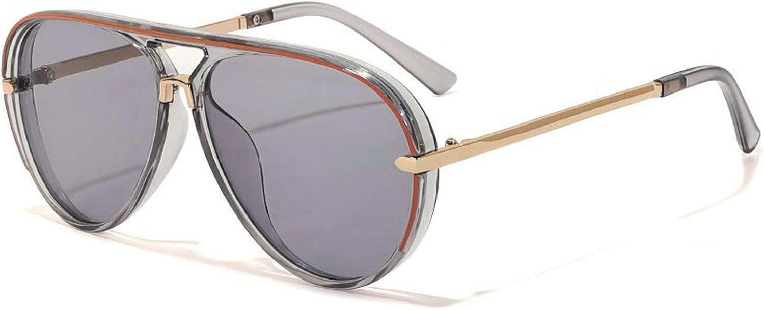 

COTIA 2025 Модные ретро-солнцезащитные очки-пилот для женщин и мужчин, квадратная форма, двойная перемычка, стильные солнцезащитные очки для активного отдыха и путешествий, Grey