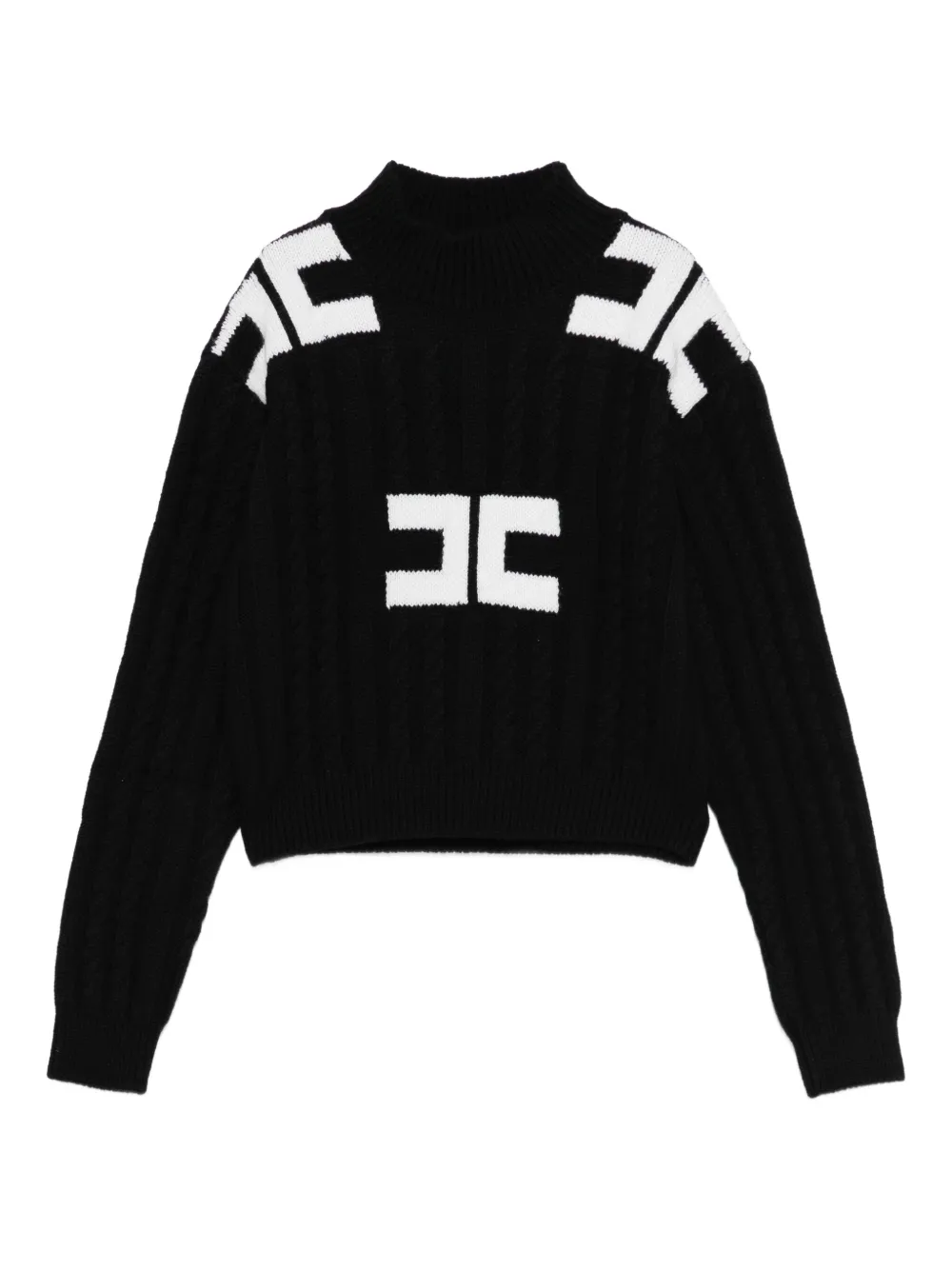 

Свитер фактурной вязки с логотипом Elisabetta Franchi La Mia Bambina, черный