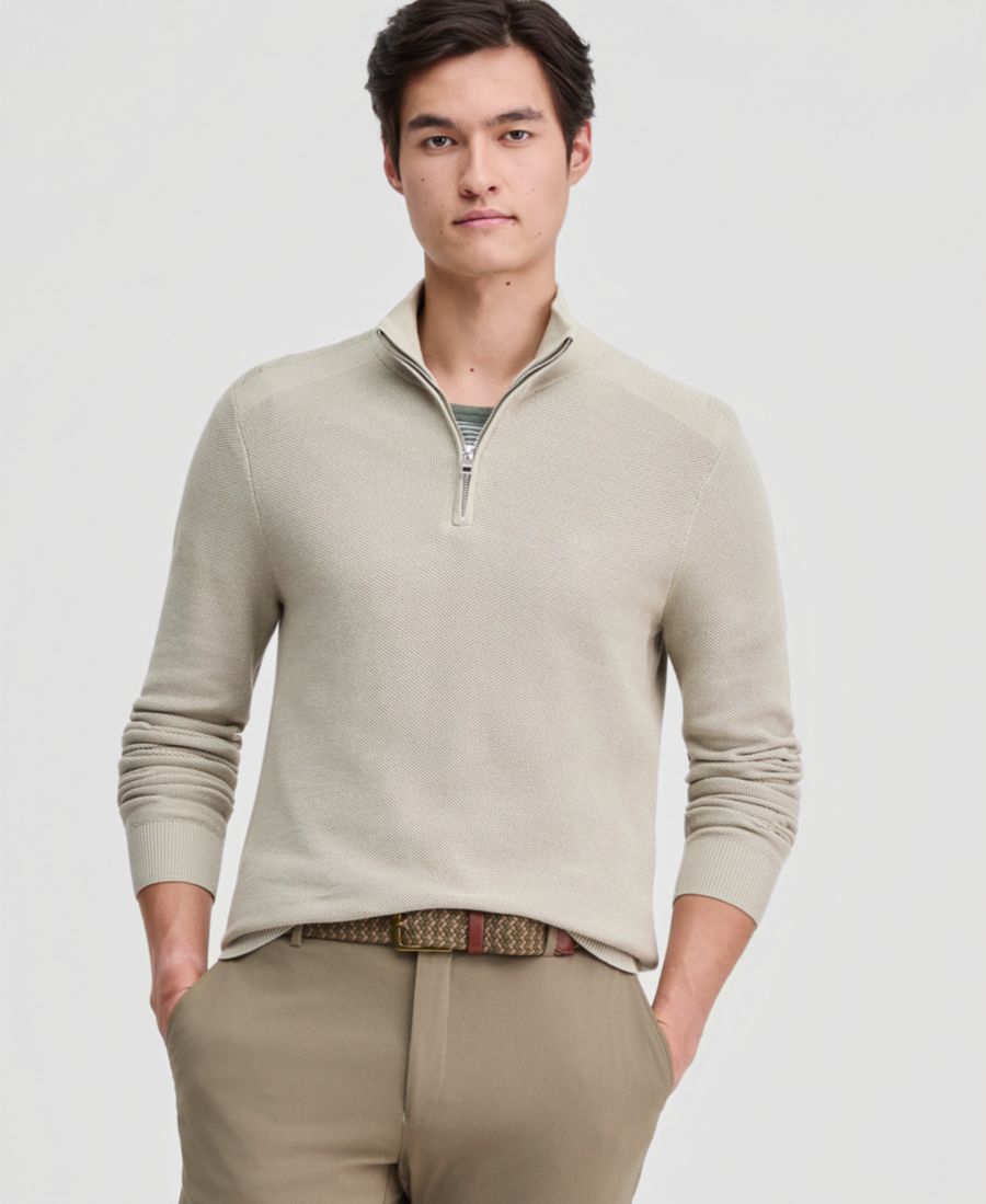 

Мужской свитер с текстурой мулине и молнией до четверти Michael Kors, Stone