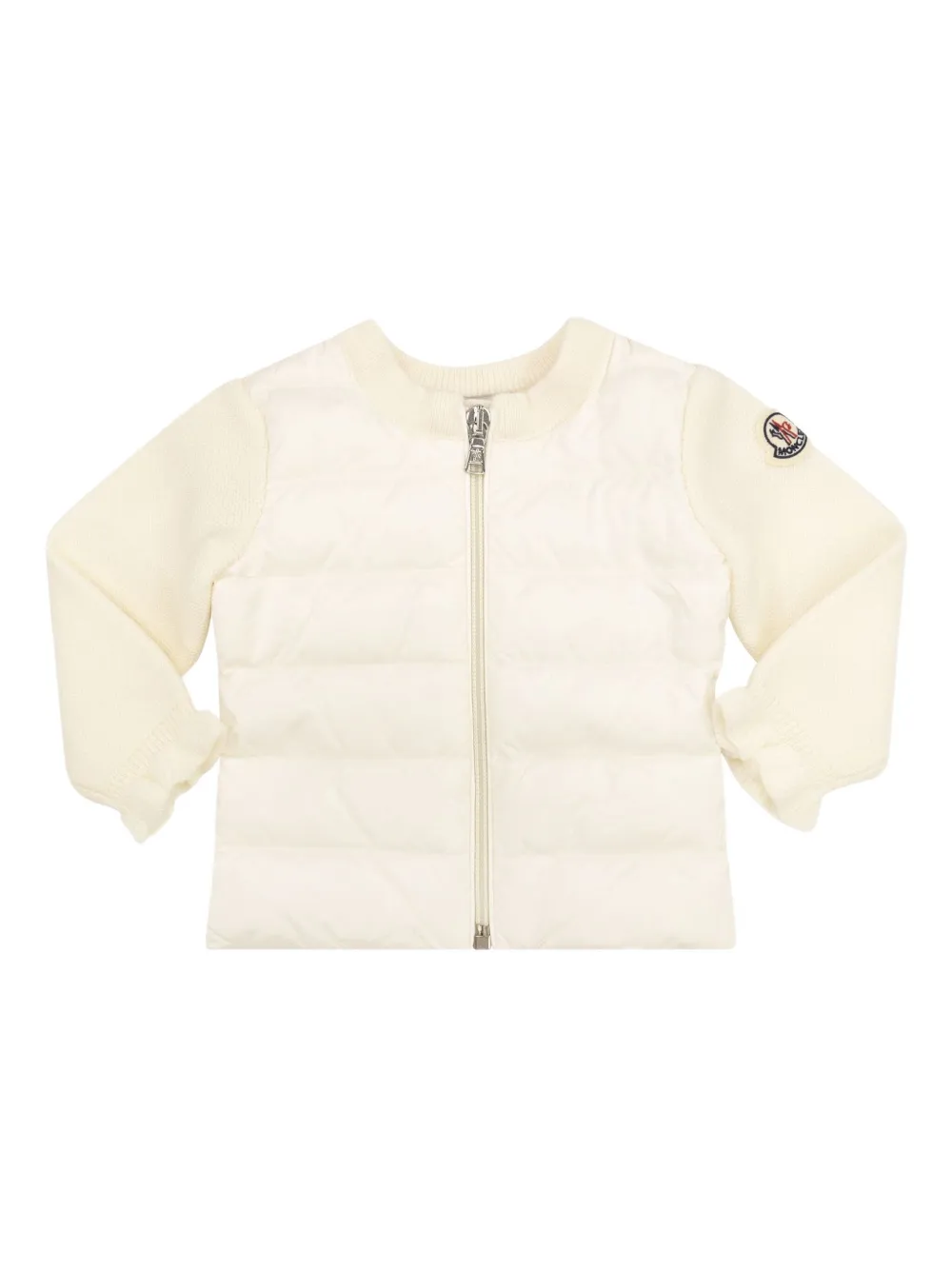 

Шерстяной кардиган с нашивкой-логотипом Moncler Enfant, нейтральный