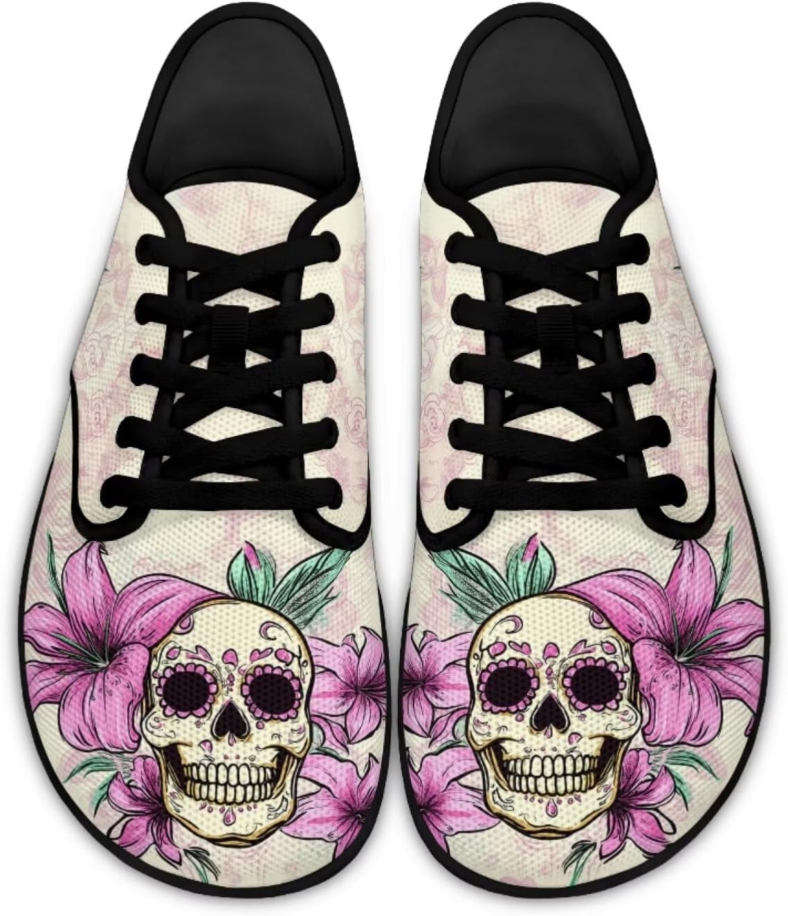 

Кроссовки с широким носком в виде черепа для мужчин и женщин, минималистичные, дышащие, для бега по тропинкам и ходьбы Pointodoor, Skull Lilies