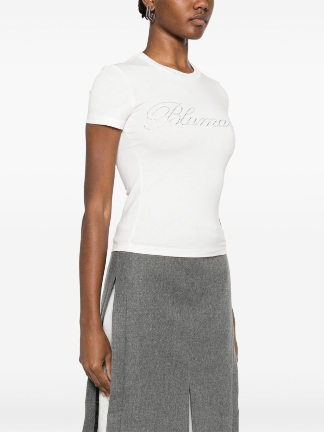 Blumarine футболка с логотипом и стразами, белый — фото 3