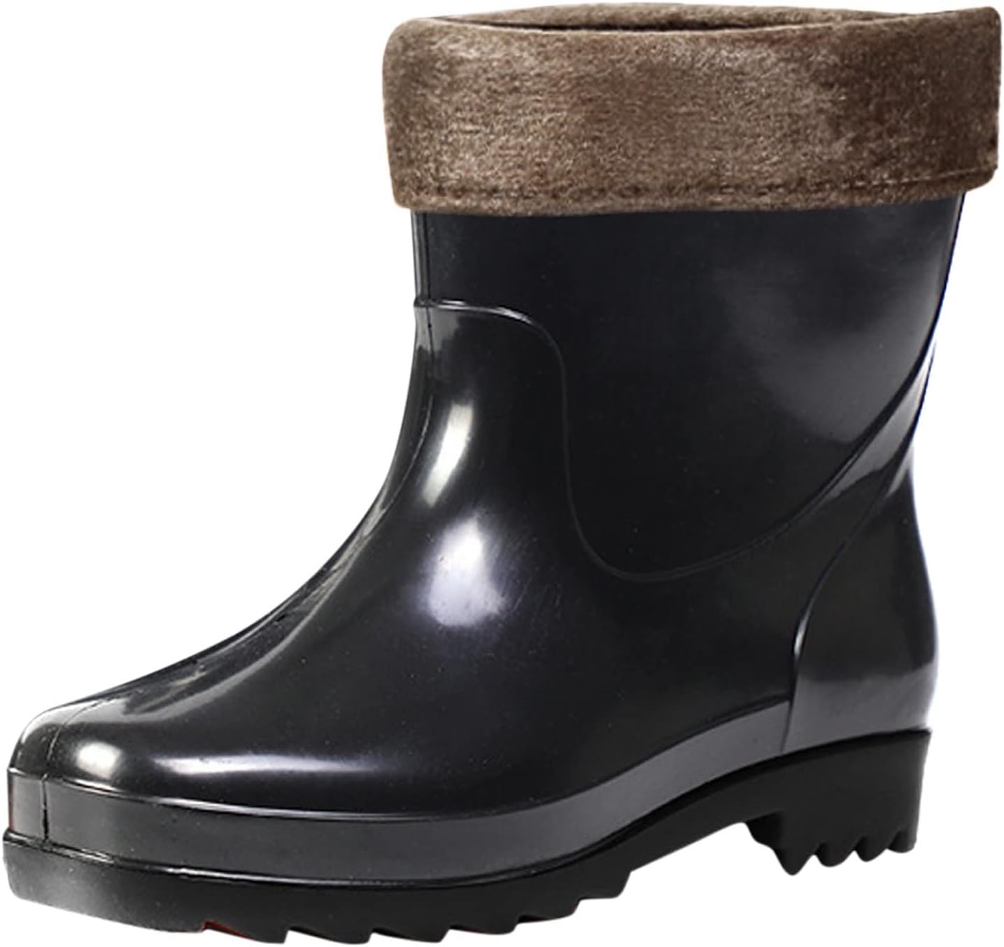 

Мужские короткие хлопковые резиновые сапоги для сада, мужская обувь от дождя, дождевые ботинки, теплые зимние мужские сапоги Generic, черный