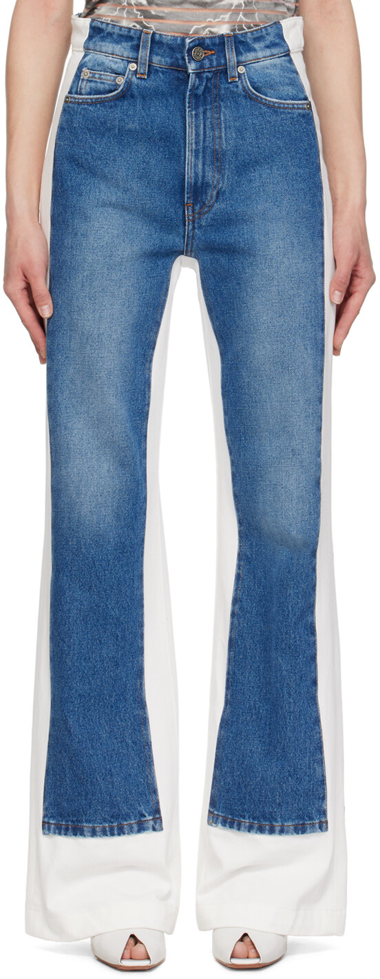 

Сине-белые вставные джинсы Jean Paul Gaultier, Vintage blue/White