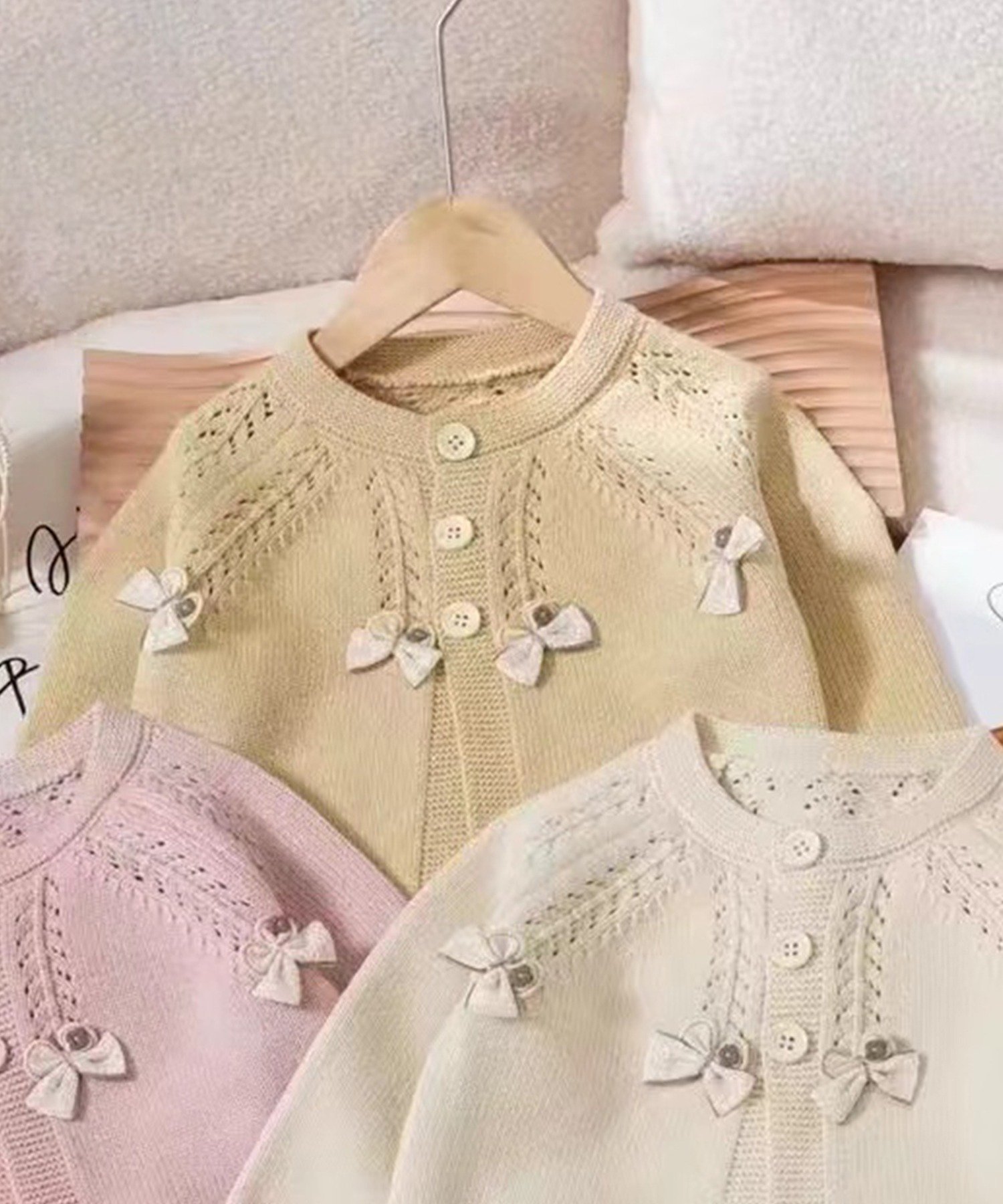 Кардиган А-силуэта с лентой Aimoha Kids, beige