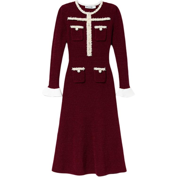 

Self-portrait Женское бордовое платье с длинным рукавом Self portrait