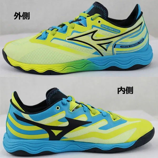 Кроссовки для настольного тенниса «Wave Medal Neo» от Mizuno, 01 Yellow X Black X Light Blue — фото 3